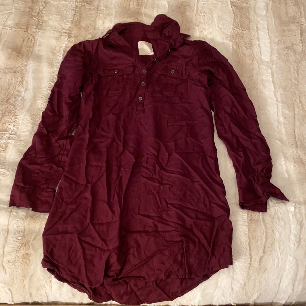 Flannel dress. Burgundy/purple.